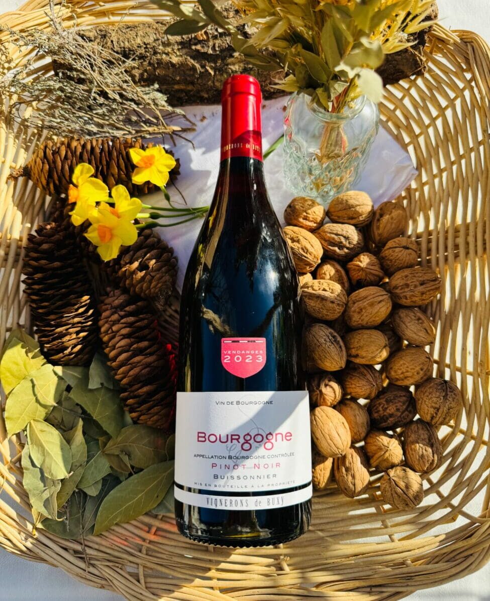Bouteille de vin rouge Bourgogne Pinot Noir 2024 des Vignerons de Buxy
